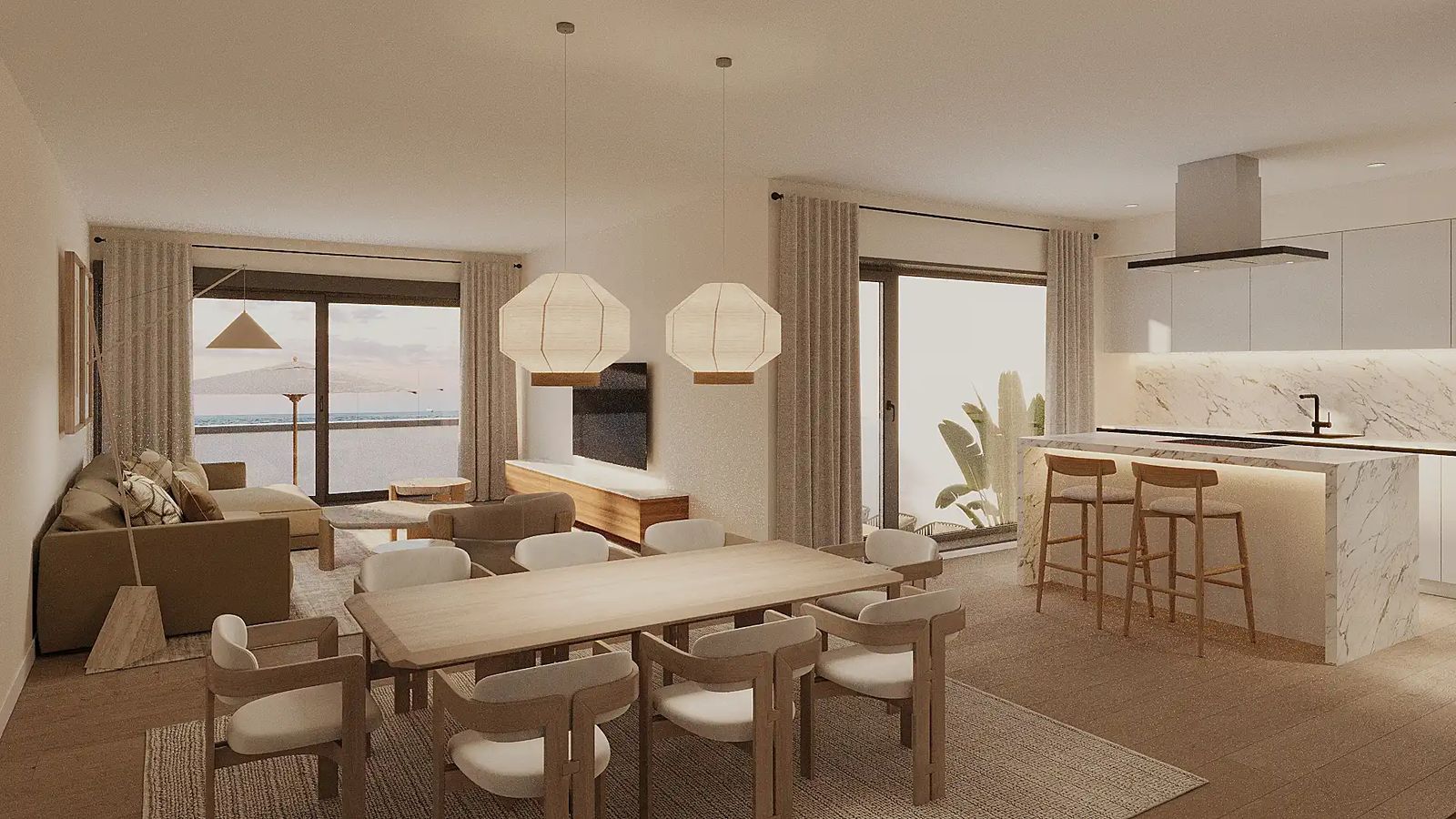 05 open plan living dining kitchen sea view